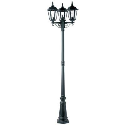 Antigo poste de luz da rua de ferro fundido Paris Triple Head Tall Post em acabamento preto