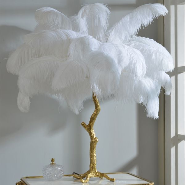 Height 80cm Modern Brass Stand Ostrich Art Deco Desk Lamps