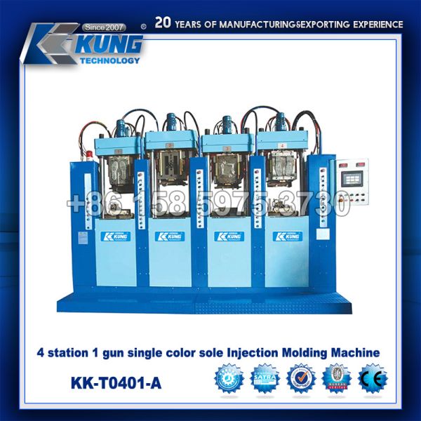4 Station Plastic Sole Injection Molding Machine Durable 2 Guns Double Color