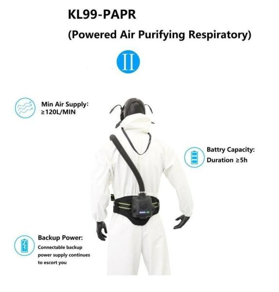 12V/3400mAh Papr respiratorio de purificación de aire con carga eléctrica para protección respiratoria