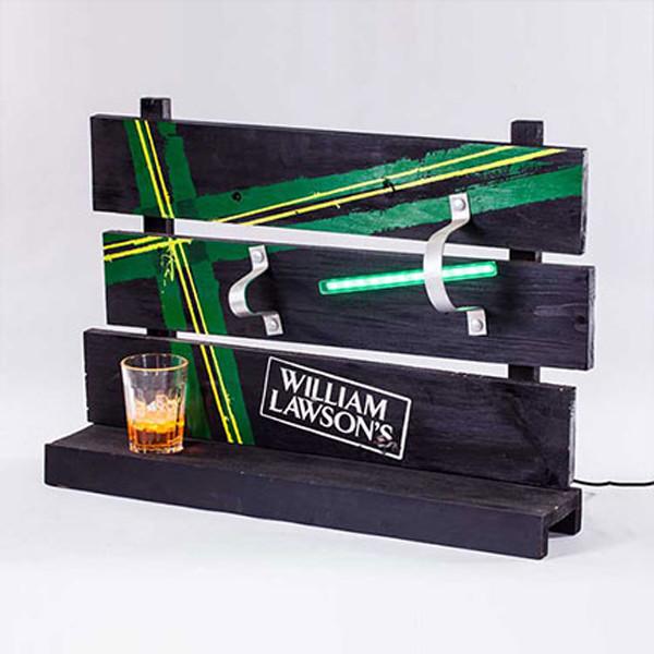 Liquor-pouring Wooden Alcohol Shelf Stand With Light Alcohol Bottles Wooden Display Rack