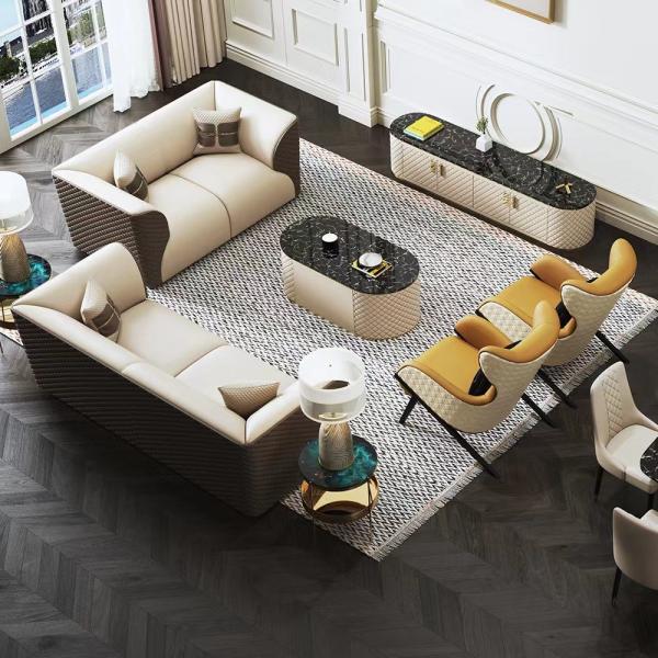 Sofa Set Couch Living Room de couro moderno luxuoso Sofa Hotel Villa