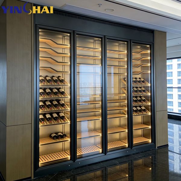 Black Stainless Steel Wine Cabinet with Glass Doors & Built-In LED Lighting