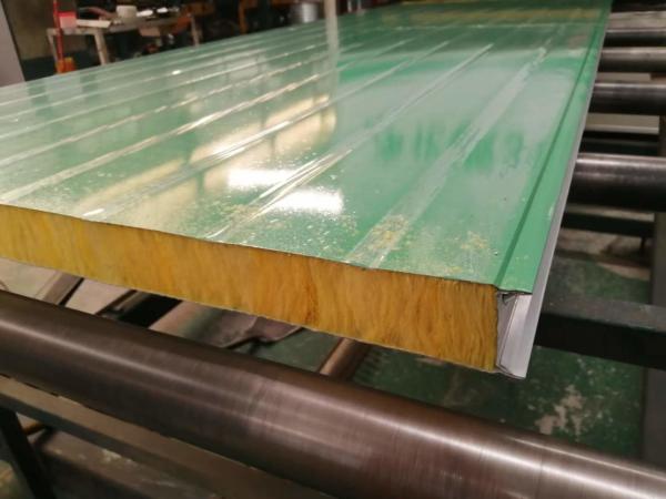Insulation Glass Wool Foam Sandwich Wall Panel Lotus Green Color