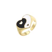 OEM de prata dos anéis de Yin Yang Ring Dripping Oil Womens Adjustable do ouro do coração