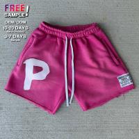 Shorts personnalisés Logo de broderie d'été Shorts lavés à l'acide Rips en détresse Coupe de bord Vintage Streetwear Casual Raw Hem Shorts Hommes