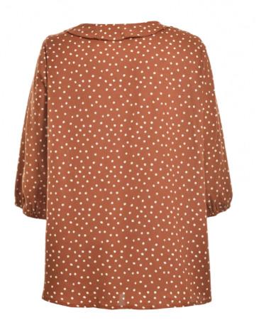 Polka Dot Fashion Ladies Blouse Crossover Frill Neck Blouse Viscose Fabric