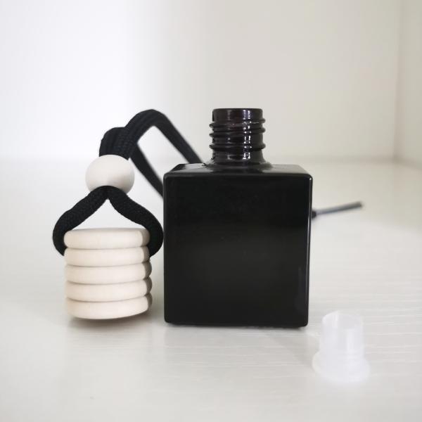 8ml Black Glass Car Perfume Bottle with Wooden Lid