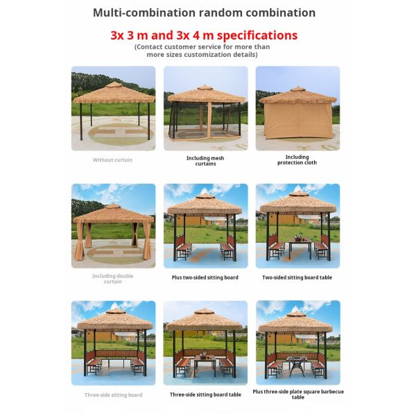 Doubletop Outdoor Thatched Garden Gazebos 3000*3000*3000mm