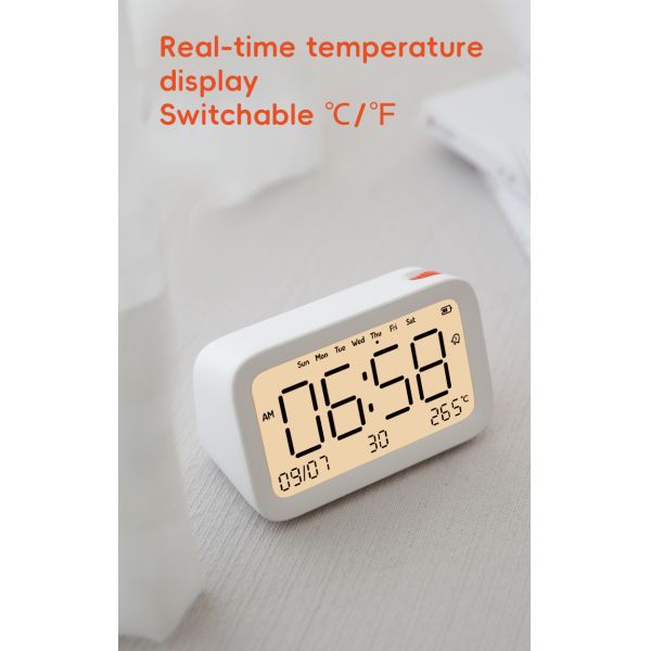 Orange Dot Kids Alarm Clock with Cute Backlight Dual Function Analog-Digital Design Modern Wake-up Light Smart Quartz-for Kids