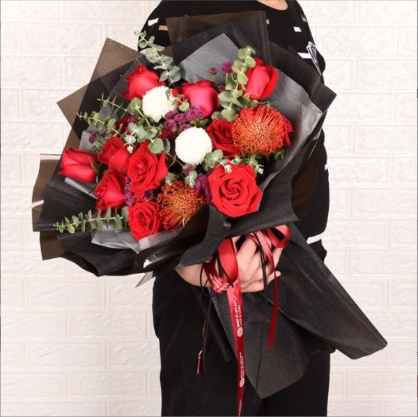 Business Rose Bouquets Flansi Thickened Gift Flower Wrapping Paper with 60*60cm Floral Art Supplies