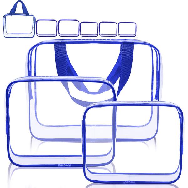 Multifunctional 6pcs Clear PVC Travel Luggage Pouch With Handle