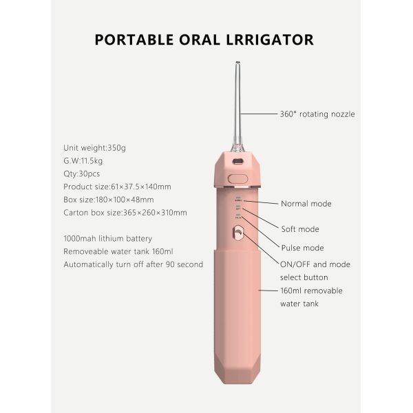 Зубы Flosser 160ml воды метки частного назначения портативные мини очищая устное зубоврачебное Irrigator
