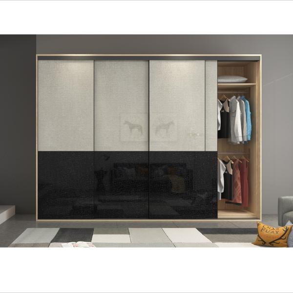 Modern Lacquer Wardrobe Storage Cabinet Fitted Sliding Door Wardrobe Bedroom High Gloss