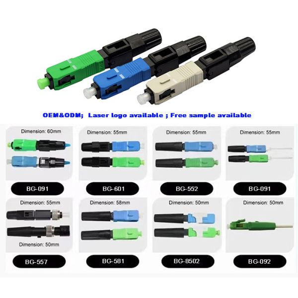 50mm 55mm 60mm Fiber Optic Quick Connector SC APC UPC For FTTH