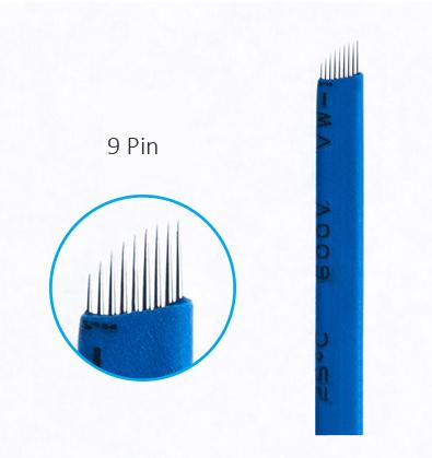 0.20mm Blue Microblading Needle - Stainless Steel Tattoo Needle for Eyebrow Microblading, 500pcs/box