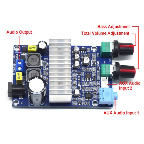 100W Stereo Class D Digital Amplifier Module TPA3116D2 for Home Subwoofer 12-24V Amplifier Board