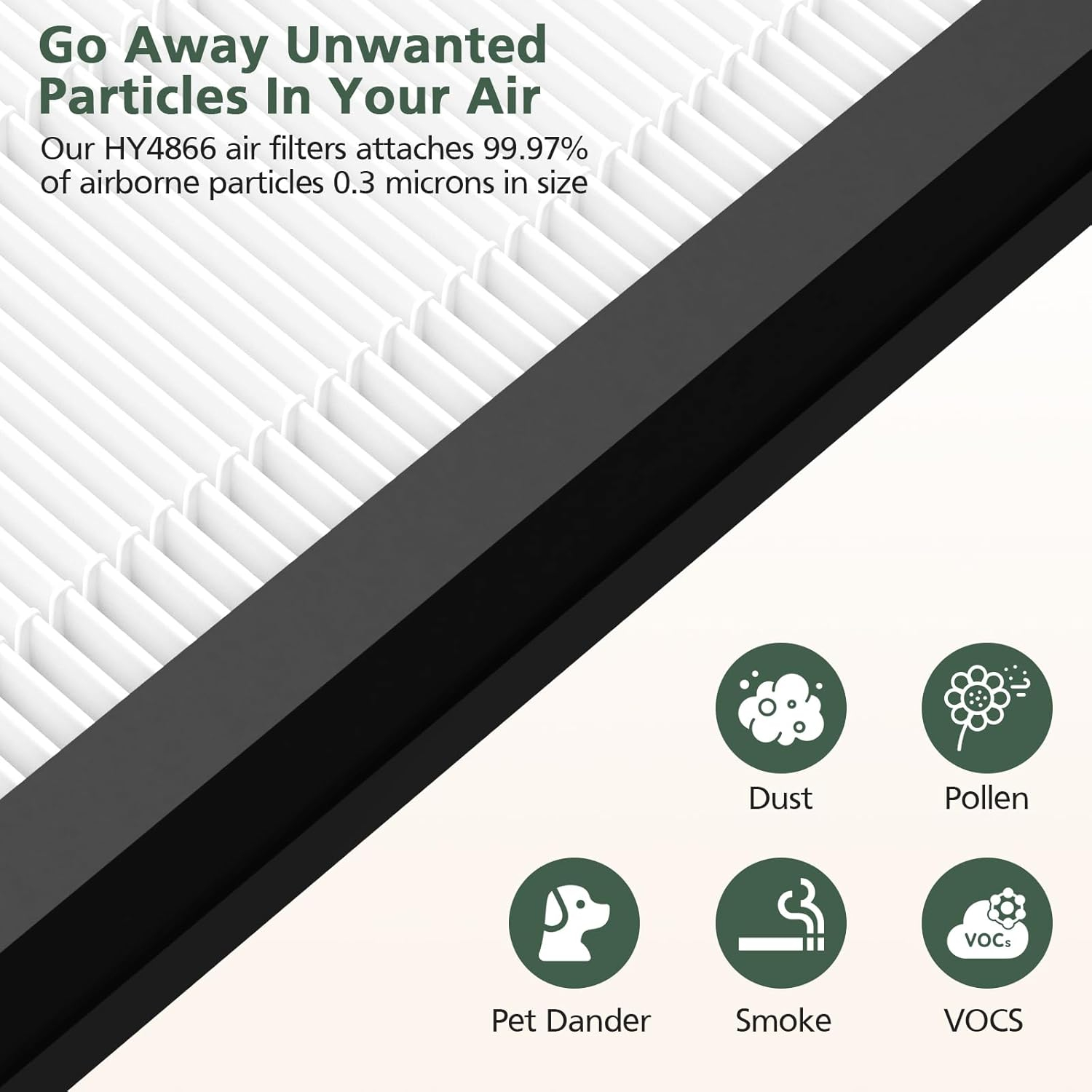 Replacement Air Filter Compatible with MORENTO HY4866 Featuring H13 True HEPA and 3-in-1 Design