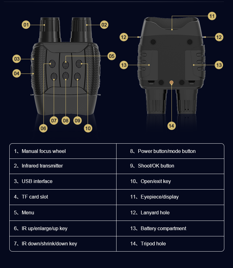 Hunter Forests Telescope Long-Range Digital Infrared Night Vision Binoculars Hunting Night Vision