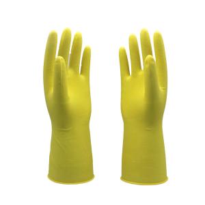 As luvas de borracha de Flocklined da cozinha natural do látex puncionam a