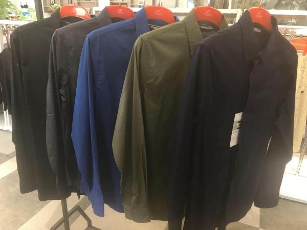 Solid Color Business Men'S Casual Stretch Shirts 59% Cotton 35% Nylon