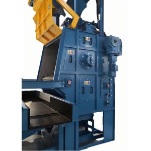 Steel Belt Apron Tumble Drum Shot Blasting Machine With Auto Loader For Medium Metal Parts