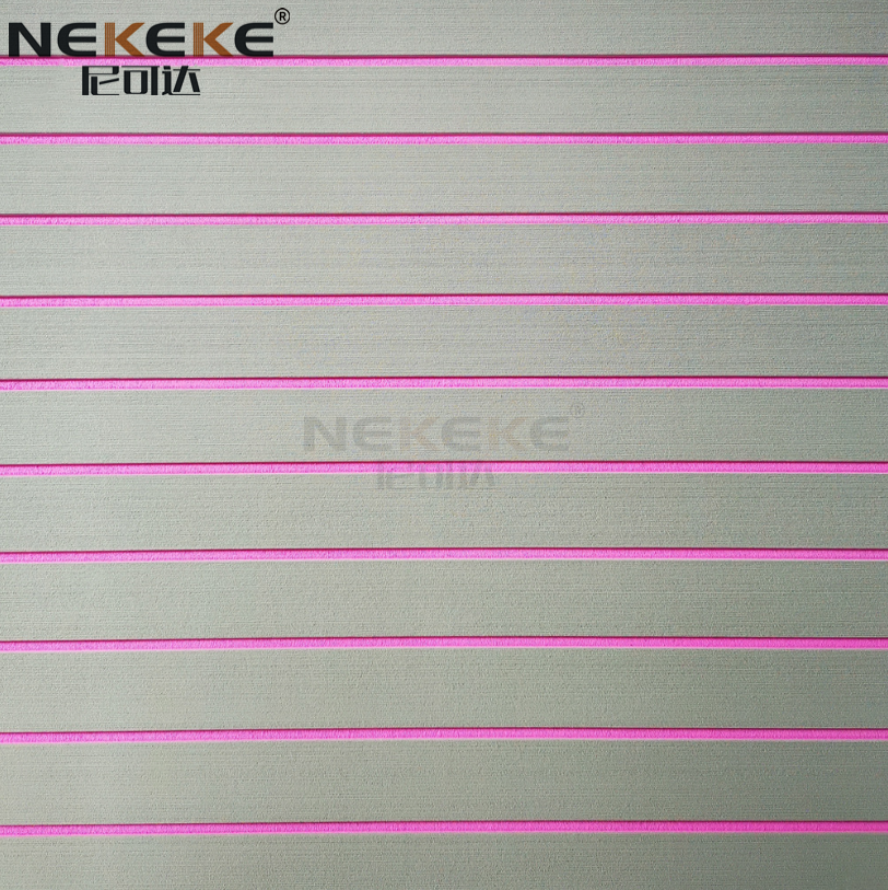 Self Adhesive CNC EVA Deck Sheet Light Grey Peach Stripe Pattern