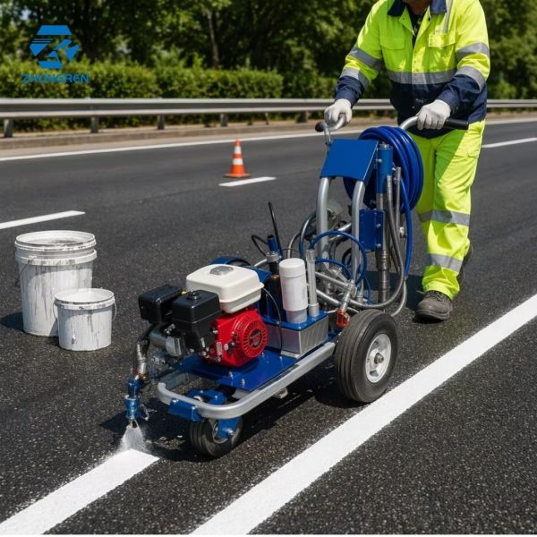 High Pressure Hydraulic 12L Road Marking Paint Machine With Imported Plunger Pump