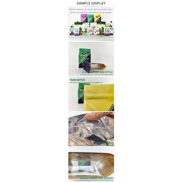 Customized Pet Dog Food Cat Food Stand up Pouch  Resealable Flat Bottom Packaging Bag with Resealable Zipper