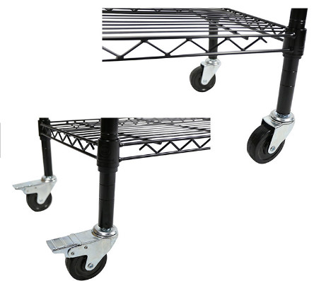 Chariot de service de fil mobile noir résistant commercial en métal d'ESD avec