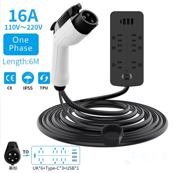Olink Vehicle To-load Ev Charging Adapter 16A J1772 V2L Adapter with Bar Plug