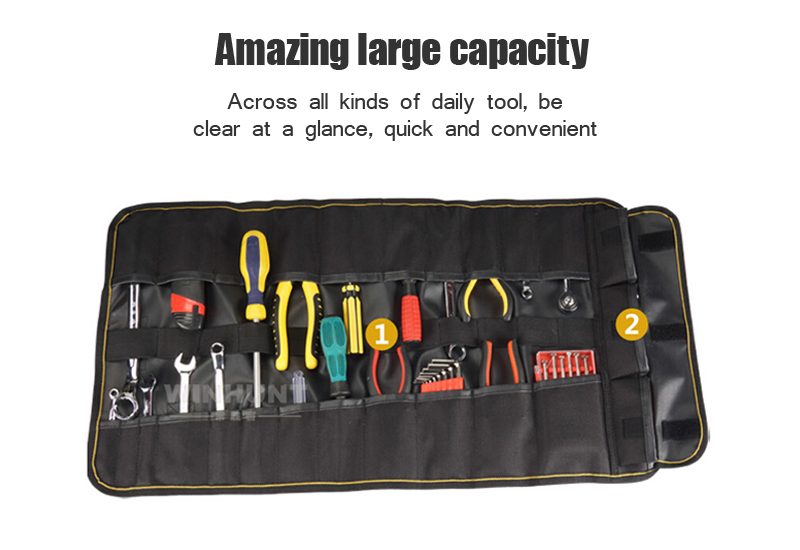 Professional High Quality Polyester Bartender Knife Folding Rolling Tool Bag Tool Kit Bag
