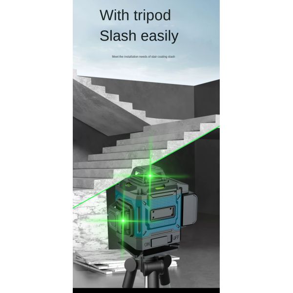 360 Degree Self-Leveling Rotating Green Laser Level 4D 16 Lines Horizontal and Vertical Cross Line Measuring Tool