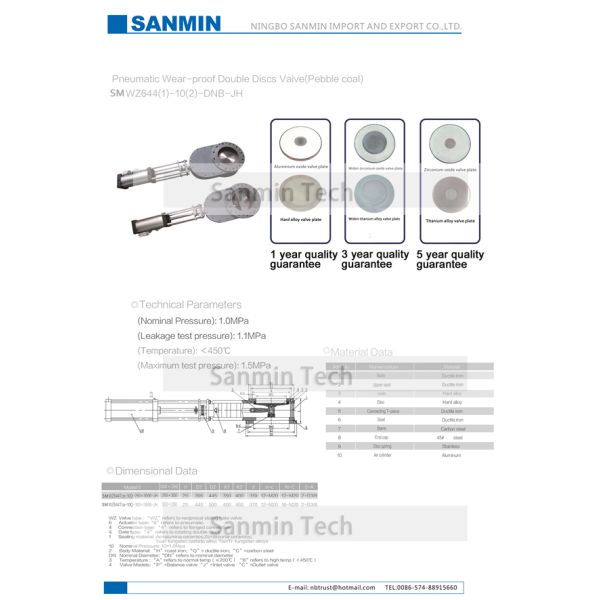 Double soupape à disque à l'épreuve des usages pneumatique pour le charbon de caillou