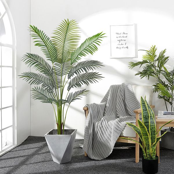 Artificial Palm Tree  wholesale​ Realistic Fiber Trunks Faux Tropical Areca Floor Plant for Indoor Home and Office Decor