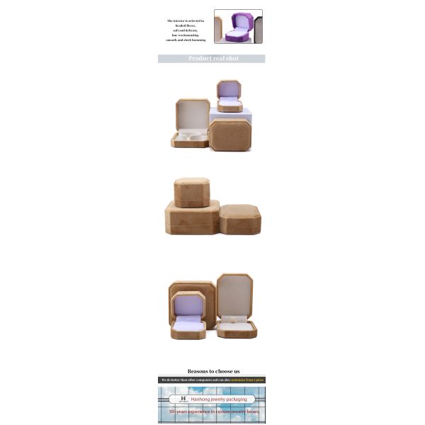 elegant handmade Yellow Octagonal Velvet Jewelry Box for Necklace Earrings Bracelet Ring