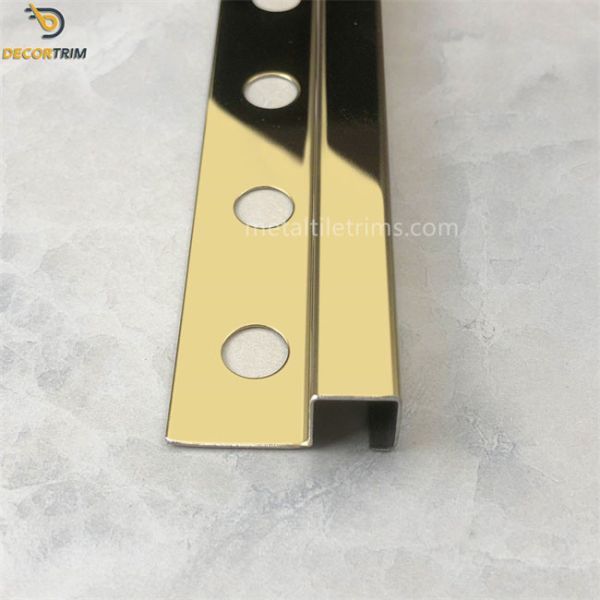 Custom Stainless Steel Tile Trim 10mm X 10mm High Gloss Gold Square External