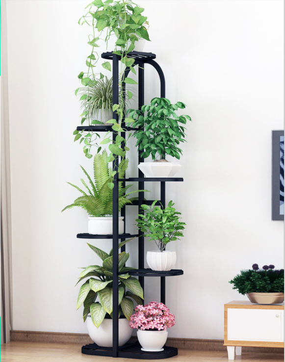 4 Tier Plant Stand Flower Pot Rack , Wrought Iron Corridor Plant Rack