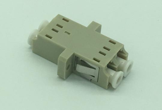 LC fiber opitc adapter duplex multimode beige with window