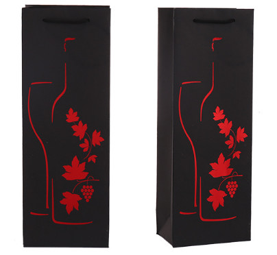 High-grade wine box packaging bag Black card single and double wine gift paper bag