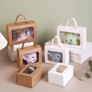 Recycled Paper Window Gift Box with Handle for Party Favors