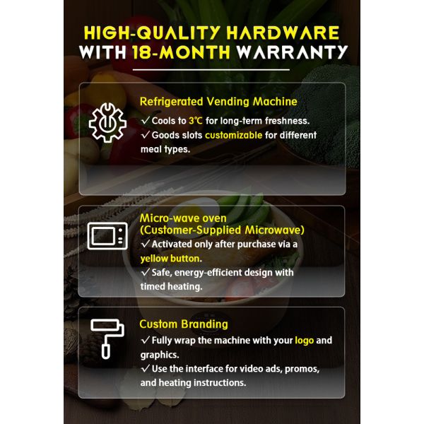 Big Capacity Hot Food & Pizza Vending Machine with Microwave Heating and Refrigeration System