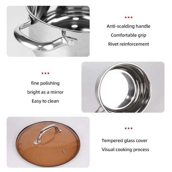 Wholesale 18/8 Stainless Steel Cooking Soup Pot Set Kitchen Ware Double Bottom Induction Pan & Pot Set Cookware Set