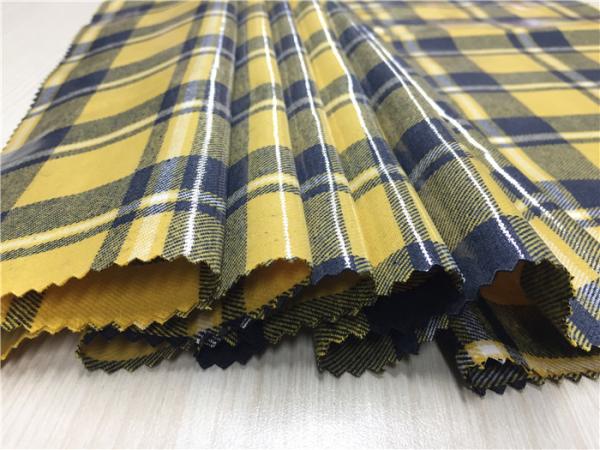 0.70mm Transparent Tpu Leather Compounded With Yellow Blue Grid Yarn Dyed Fabric