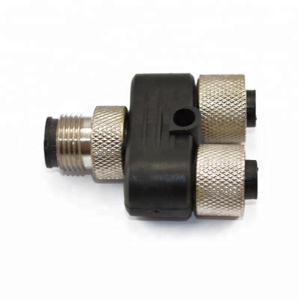 Type imperméable adapté aux besoins du client de Y femelle de la borne 2 de M12 8 à 1 adaptateur masculin de connecteur de M12 8 Polonais pour le câble de diviseur de forme de Y