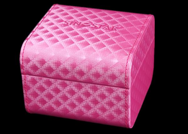 Pink  Colorful Women Watch Box Plastic Covered Full Color Offset Printing
