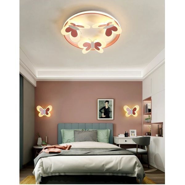girl bedroom lamp Indoor Study Salon Creative Decorative pink Butterfly ceiling lamp(WH-MA-301)
