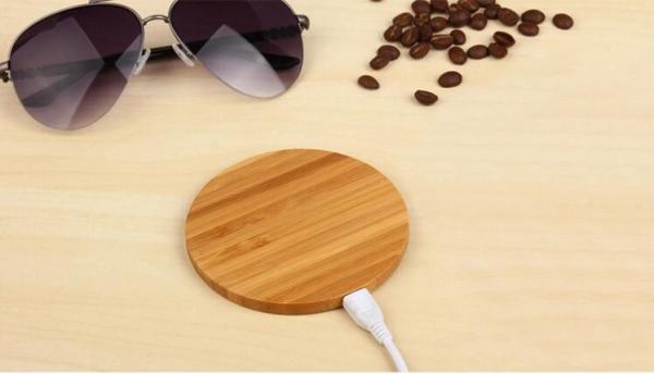 5W Bamboo Wireless Wood Qi Charger , Over - Temperature Protection Qi Charging Pad