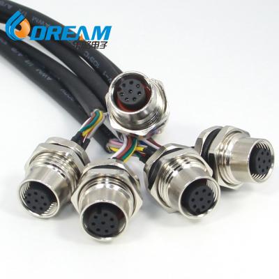 Conector M12 4 Pines Hembra Cable 5m Electrical Extension Cable Socket A Coded Female Straight Back Mount