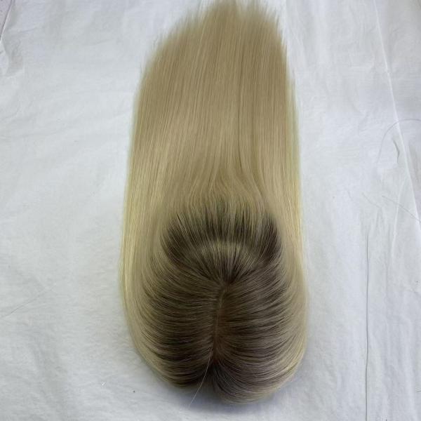 Wholesale 7T-60 # color  Silk Base Closure Topper Virgin Human Hair Toupee Replacement System for Women Cheaper Price Hairpiece